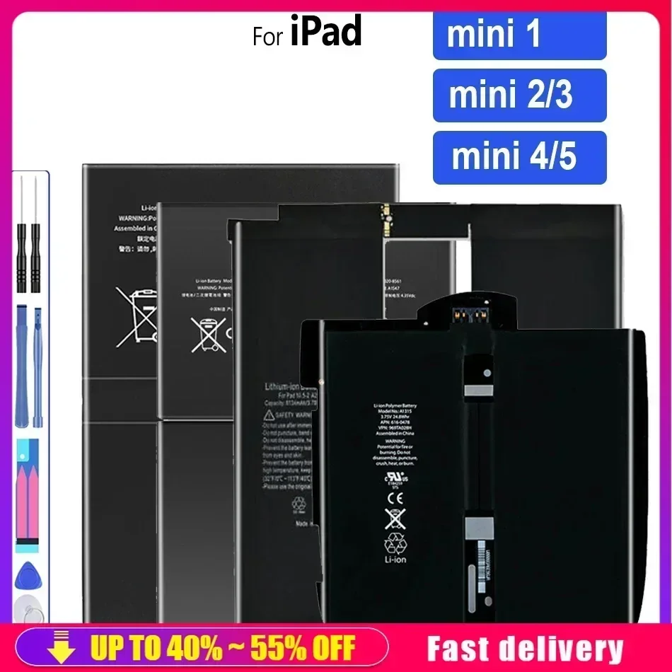 Mobile Phone Batteries For iPad Mini 5 4 3 2 1 Mini1 Mini2 Mini3 Mini4 Mini5  Tablet  A1538 A1445 A1546 A1550 Smartphone Battery