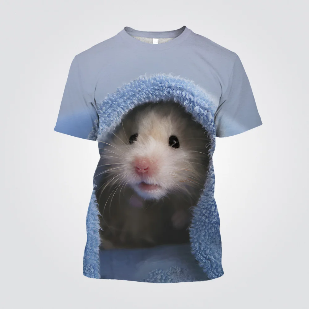 2023 The Newly Released 3D Printed Tee Cute Fun Hamster T-shirt Animal Graphic Girl Boy Short Sleeve Kids O-neck Polyester Tops