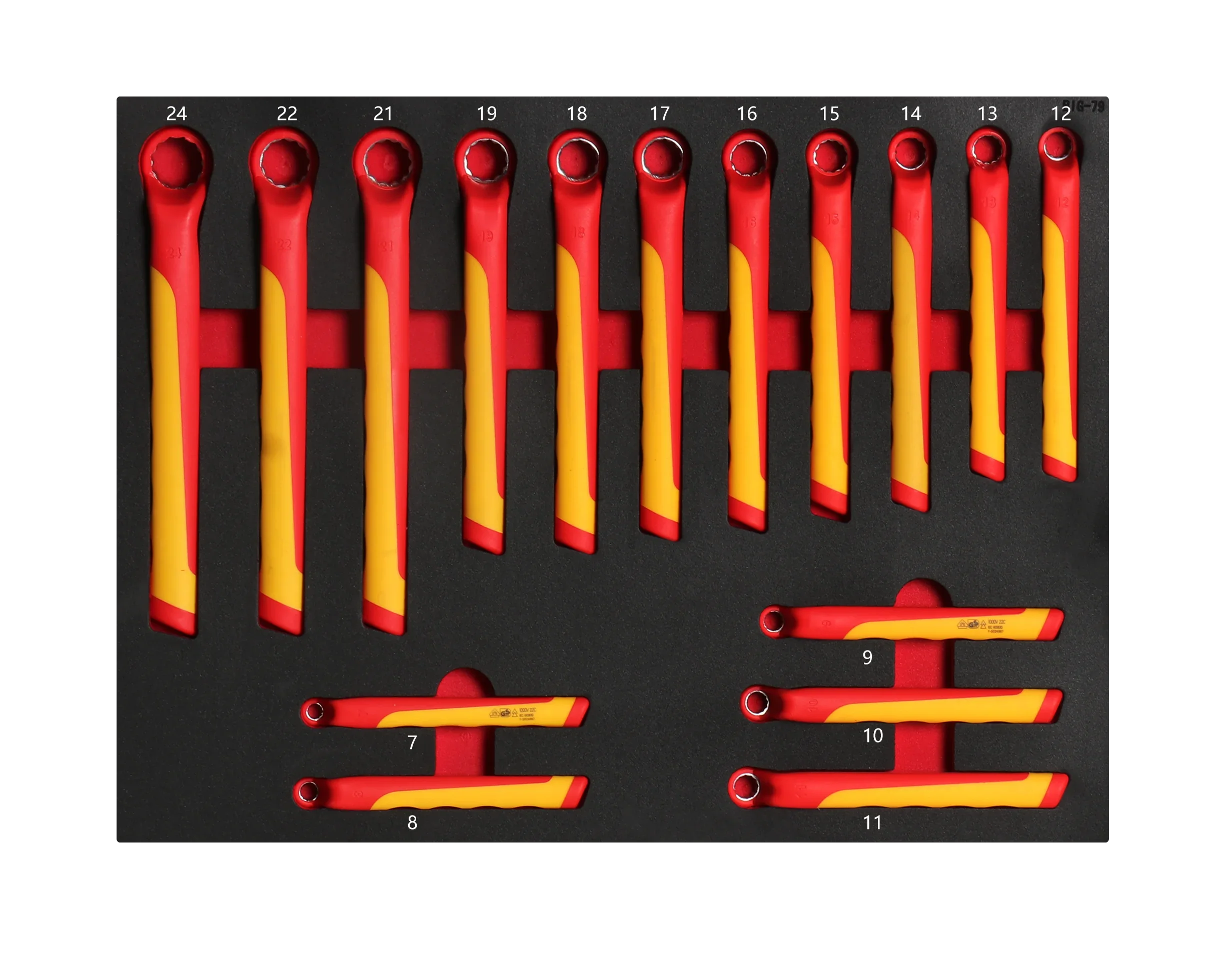 16PCS EVA Foam Tray  7-24MM Open End Wrench VDE Insulated Electrician Tool Set Insulation Wrench Set