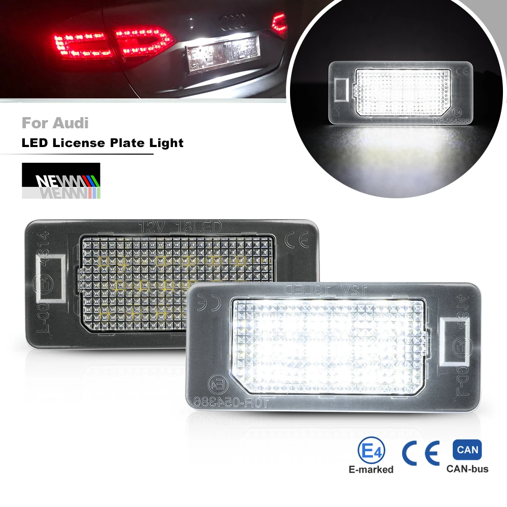 

2x Led License Plate Lights for Audi A1 A3/S3 A4/S4 A6/S6 A7 Q3 Q7 2016-up Canbus Error Free Auto Tail Lamps Rear Parking Lights