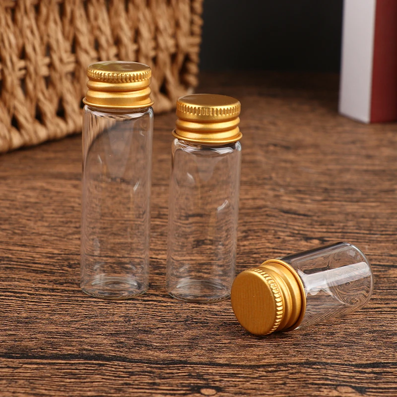 10PCS 5ml/7ml/10ml/14ml/18ml/20ml/26ml Tiny Glass Jars Bottles Screw Cap Storage Jar Mini Containers Transparent Vial Bottles