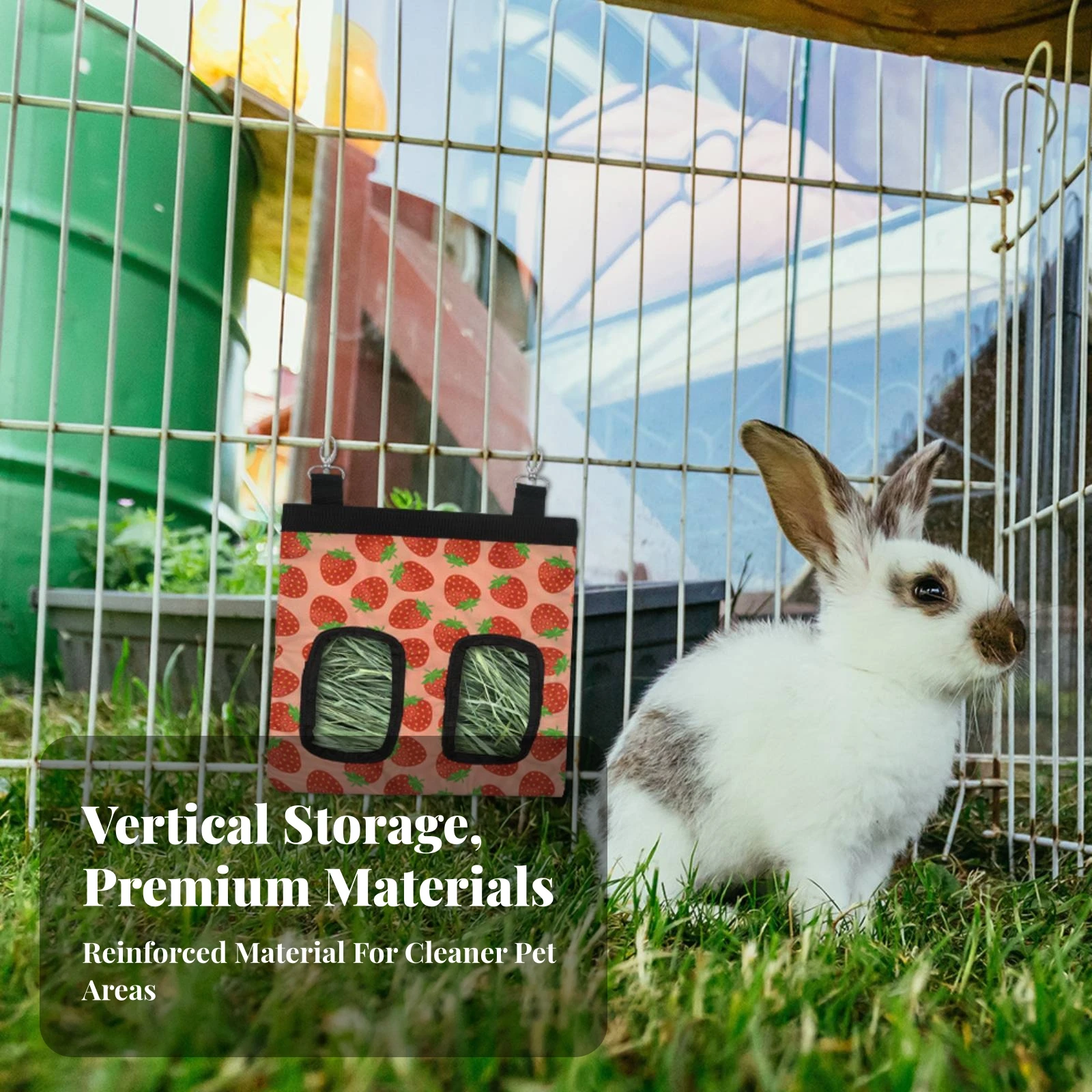 Hay Feeder Bag Long-Lasting Hanging Hay Feeder Oxford Material Easy to Clean for Rabbits, Rabbit Cages