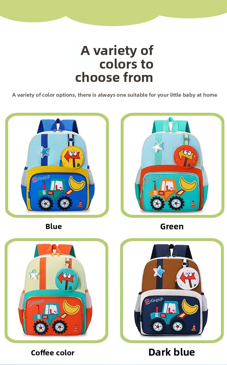 Neuer Kinderrucksack Cartoon Baufahrzeug Jungen Kindergarten-Tasche Atmungsaktiv Mittelgroß für die 3. Klasse – Detail 4