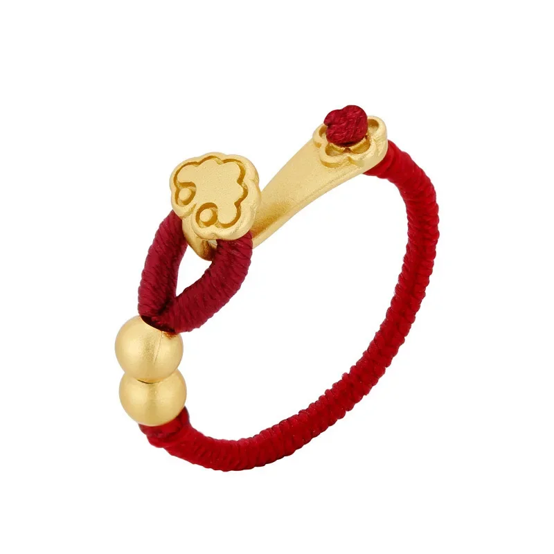 

925 Sterling Silver Geometric Chic Ruyi Good Luck Braided Rope Gold Retro Ring for Women Fine Jewelry Minimalist Accessories