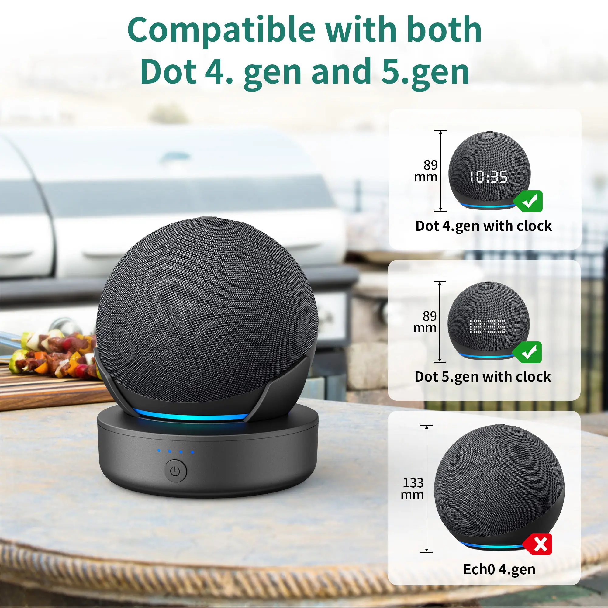 Echo-Echo Dot 5バッテリー用充電器,第5世代および10000mAh,ポータブル