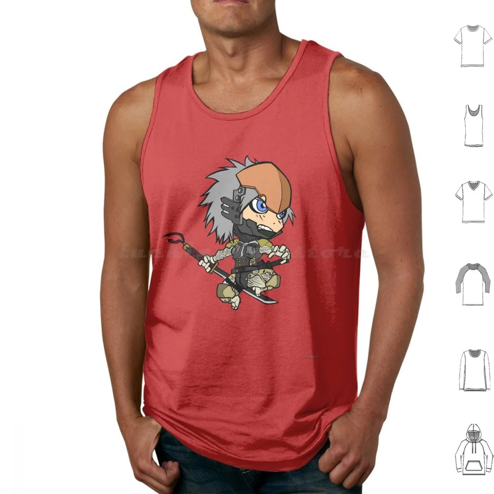 Chibi Raiden Tank Tops Vest Sleeveless Metal Gear Metal Gear Solid Mgs 3 Snake Solid Snake Raiden Cyborg Swords Katana Japan