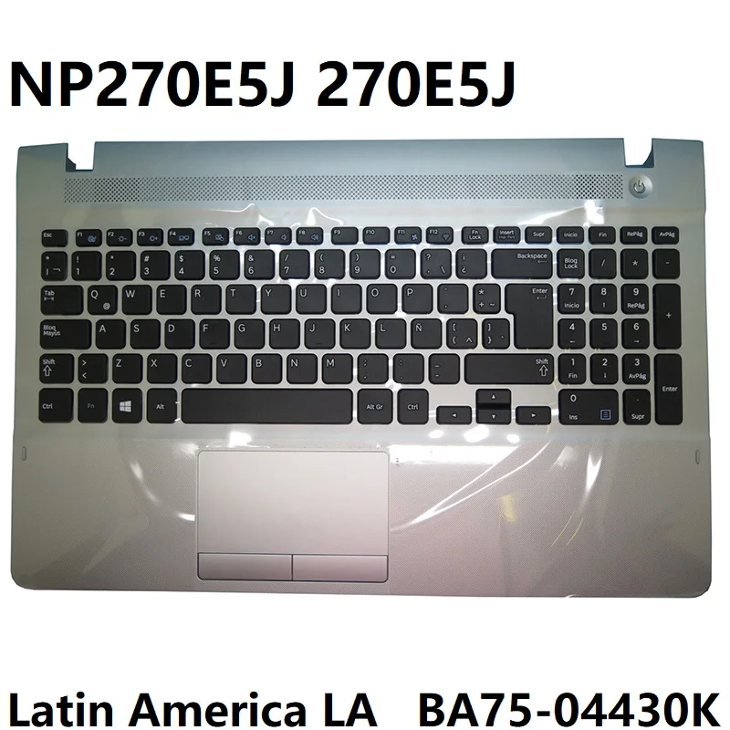 BA75-04430K PalmRest e Teclado para Laptop Samsung NP270E5J 270E5J com Touchpad e Alto-falante - Novo (América Latina)