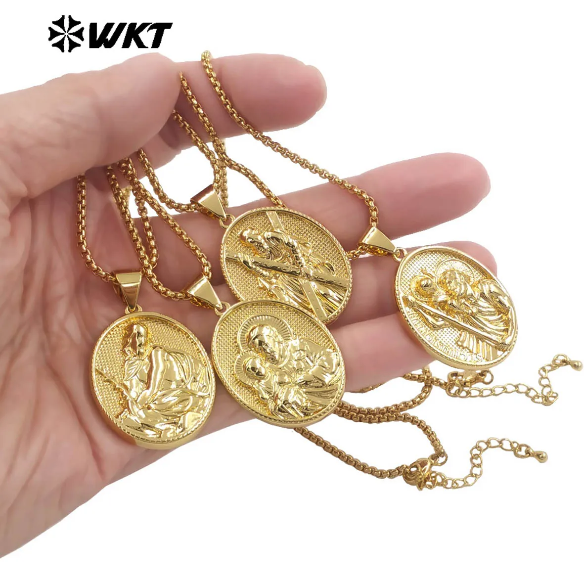 WT-JFN36 Versatile Popular Classic Yellow Brass Chain Necklace 18inch Real Yellow Gold Plated  For Women Daily Decoration