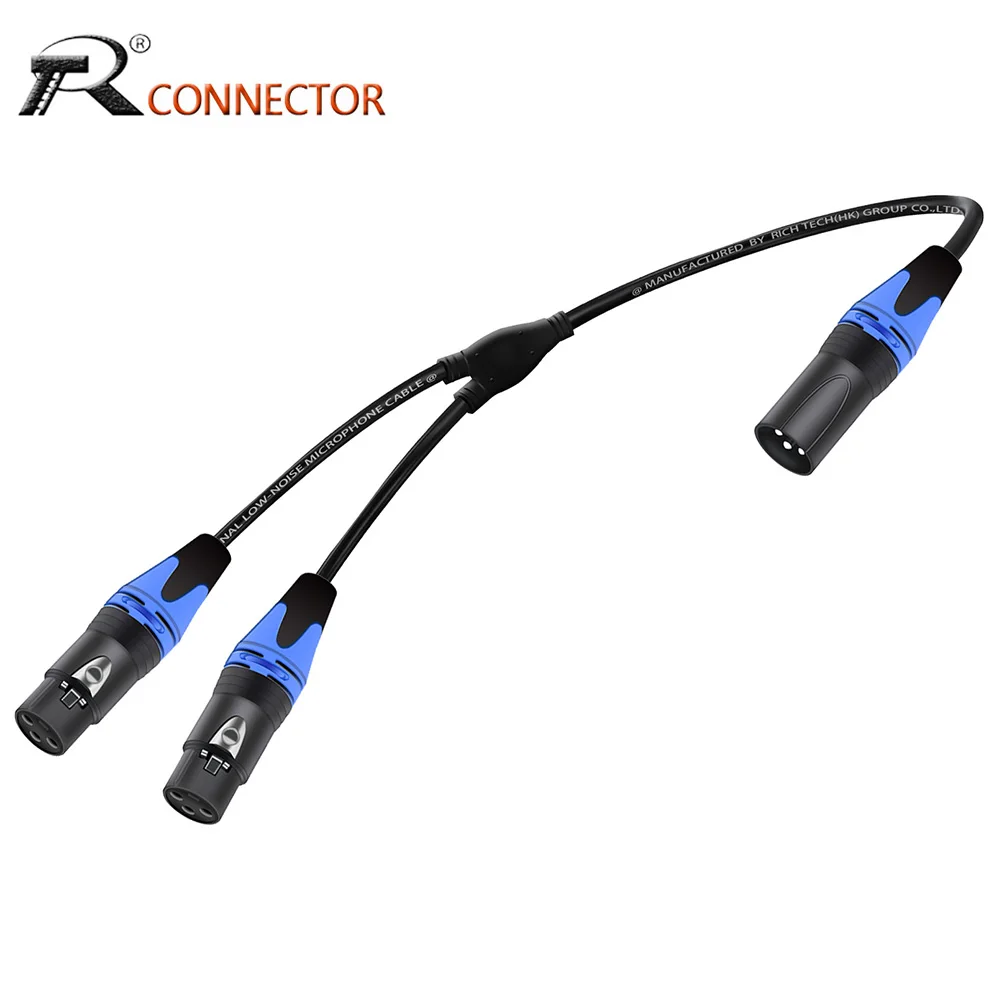 3Pin XLR Male Plug to Dual Female Jack Y Splitter Adapter Audio Extension Cable for Amplifier Speaker Headphone Mixer MIC