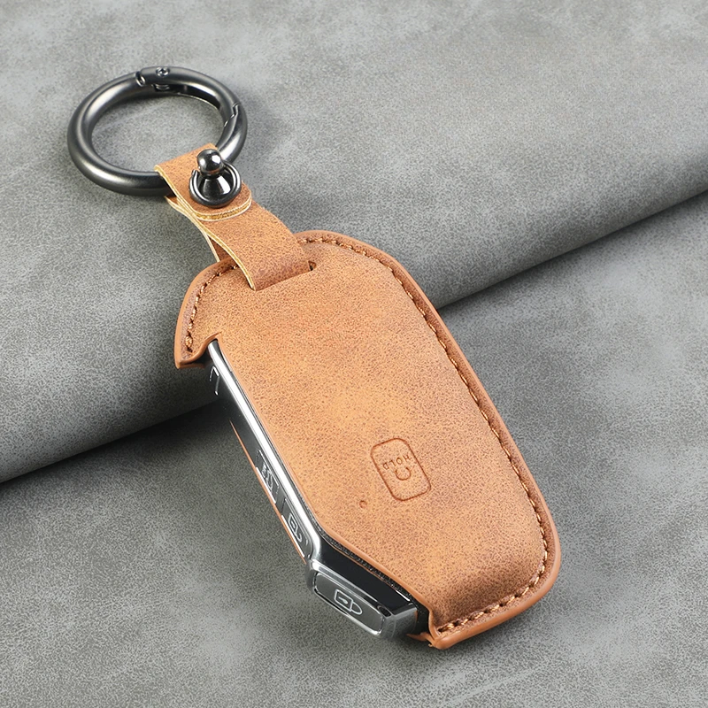 5 Buttons Leather Car Key Case Cover Shell for Kia Telluride Telluride SX 2021 Sportage R 2022 K5 GT Line 2021 Seltos 2020