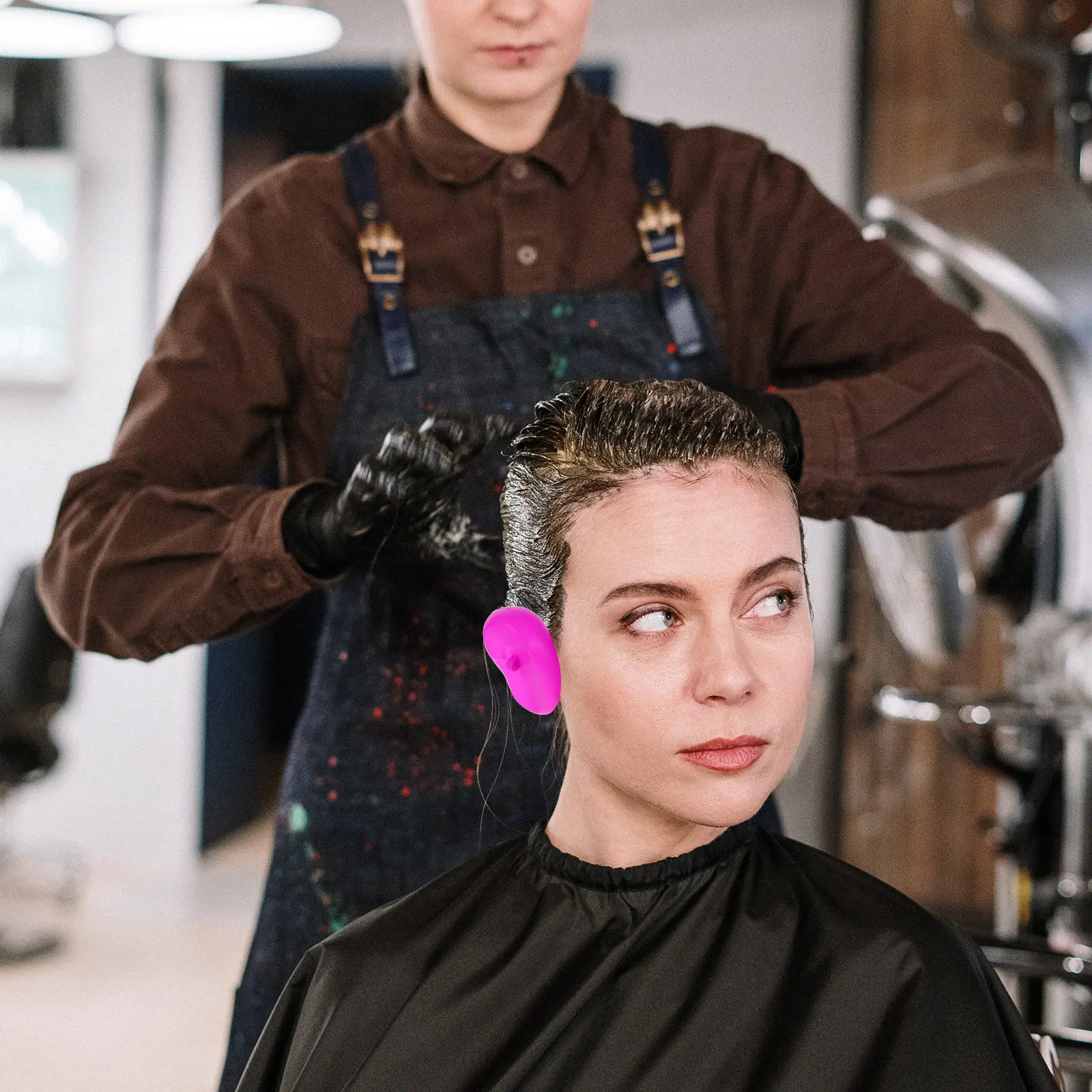 

3Pairs Silicone Ear Muffs Waterproof Hair Dye Protection Ear Covers for Salon Home Use Hair Coloring Perm Highlighting Water