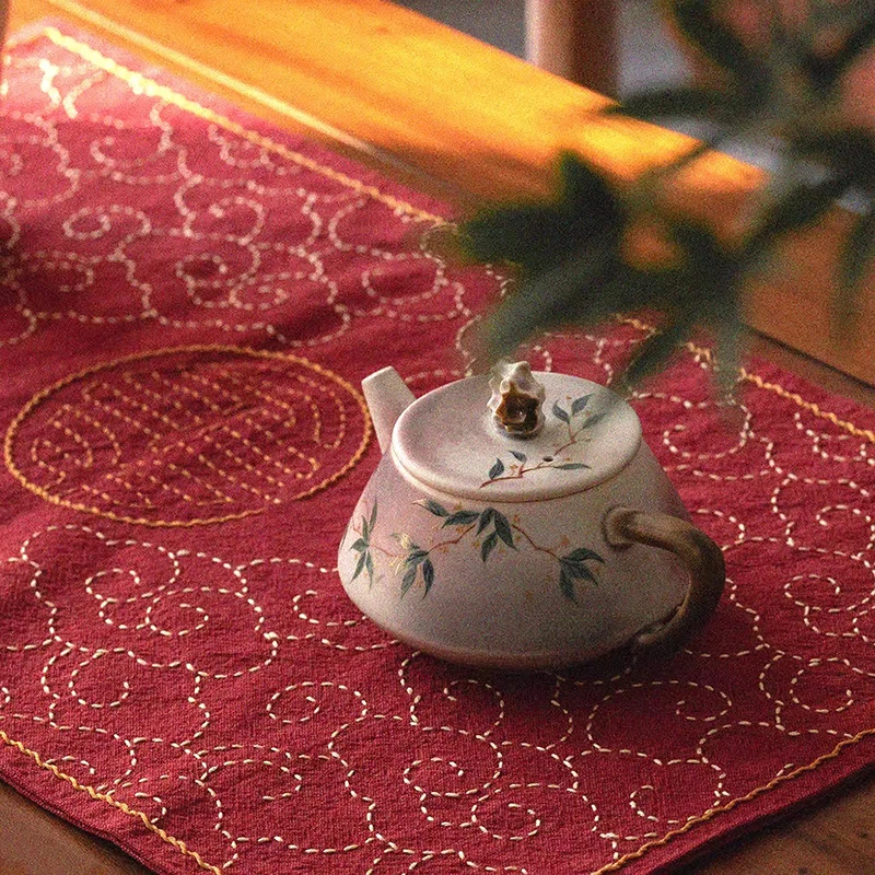 Sashiko Coaster & Placemat DIY Set, Traditional Cloud & Festival Motif, Zen Tea Ceremony Tableware, Beginner Craft Project