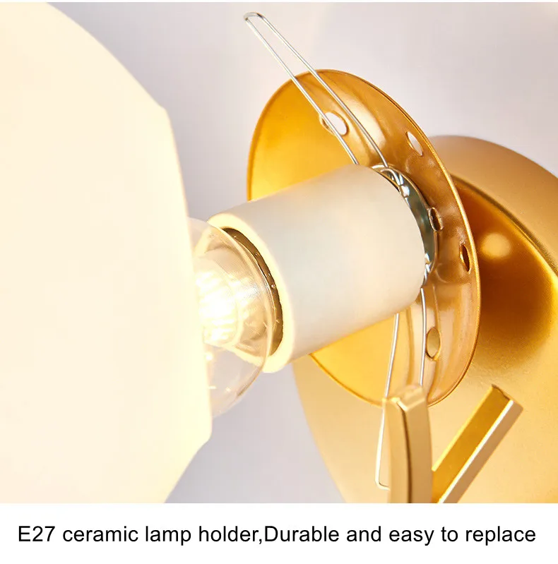 Nordic Glass Ball Wall Lights Fixture Gold Modern Living Room Study Bedroom Bedside Wall Lamp Indoor Home Decor Sconce 85-265V