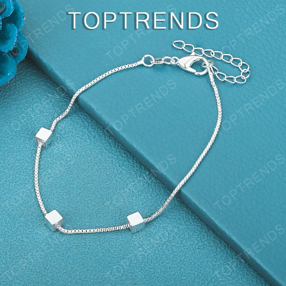 

Популярный изящный квадратный браслет из стерлингового серебра 925 пробы для женщин, минималистичное украшение с цепочкой-бокс, подарок, аксессуар для свадьбы или вечеринки
