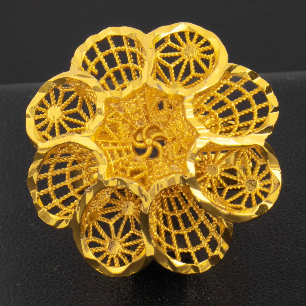 Äthiopien Dubai Blume Gold Farbe Arabische Ringe Größenverstellbar Für Frauen 18K Gold Überzogene Hochzeit Schmuck Afrikanische Party Geschenk – Detail 5
