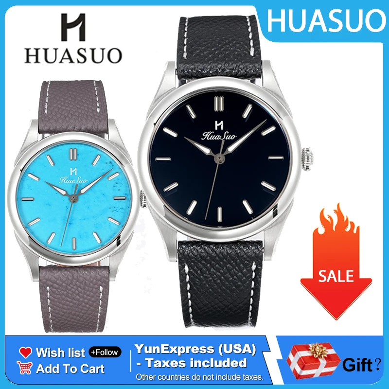 

Мужские роскошные часы HUASUO с бирюзовым циферблатом из черного агата, 38 мм, автоматический механический механизм PT5000, водонепроницаемость 200 м, наручные часы