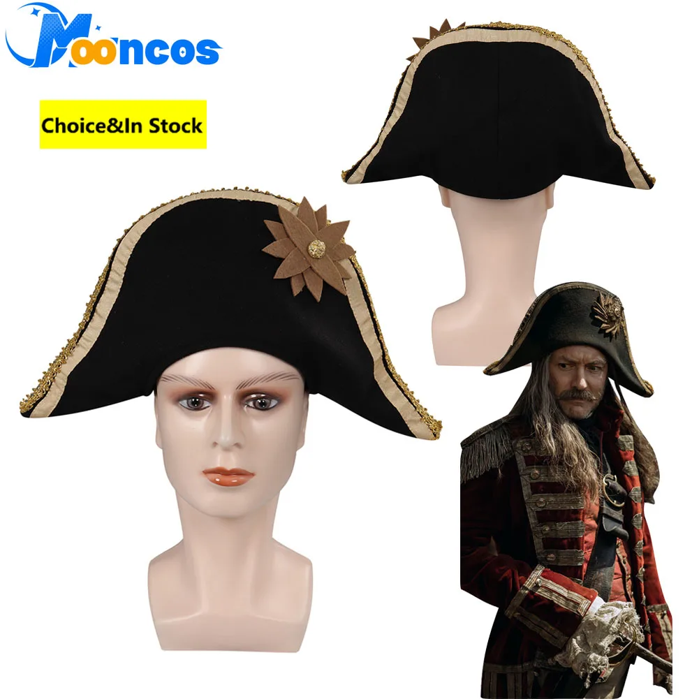 Captain Hook Cosplay Pirate Hat Cap 2023 Movie Peter Cosplay Disguise Pan Men Costume Accessories Props Halloween Carnival Gifts