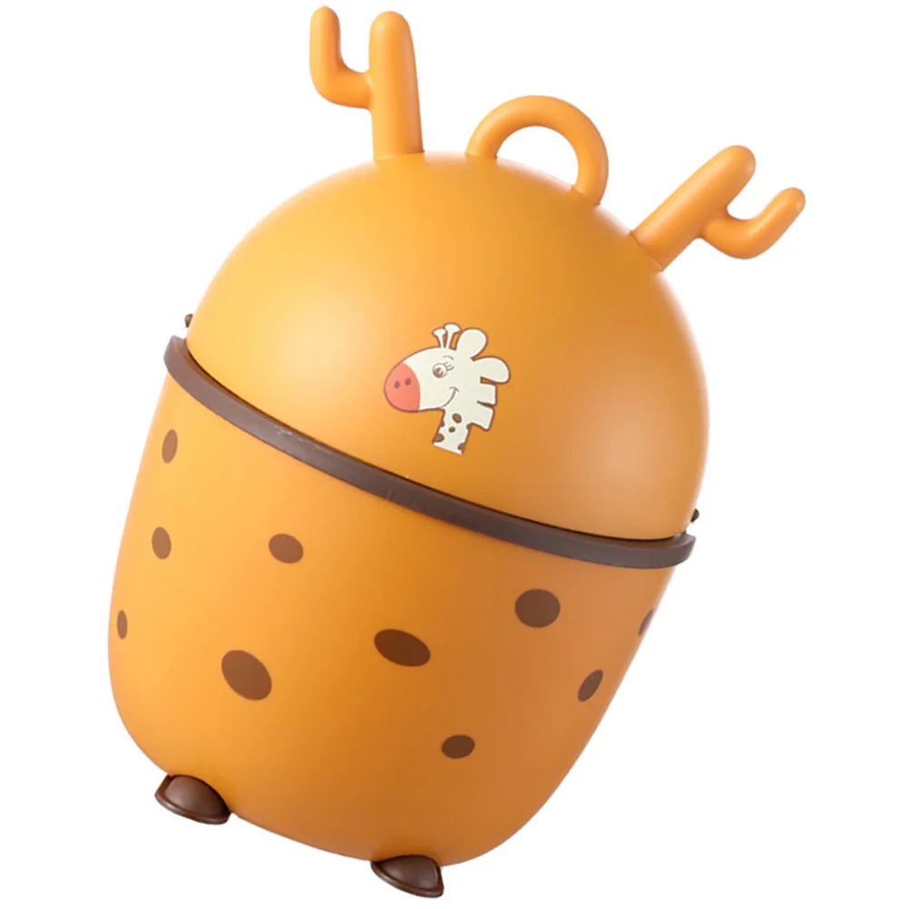 

Lovely Cartoon Trash Can Desktop Garbage Bin With Lid Large Capacity Non-Slip Home Office Use Small Waste Basket Storage Bin