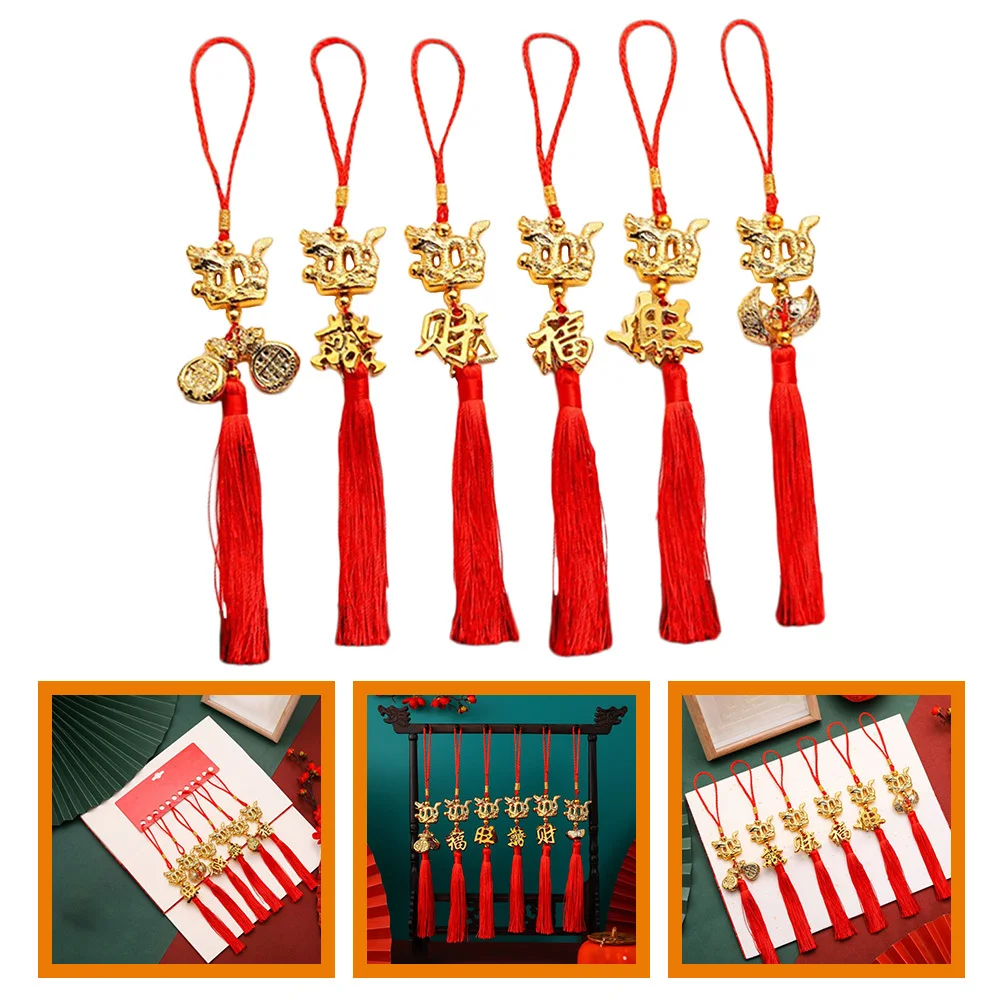 

6Pcs Festival Pendant Chinese Dragon Ornament for Car Wall Hanging Decor New Year Decoration 2024 Spring Festival Interior Decor