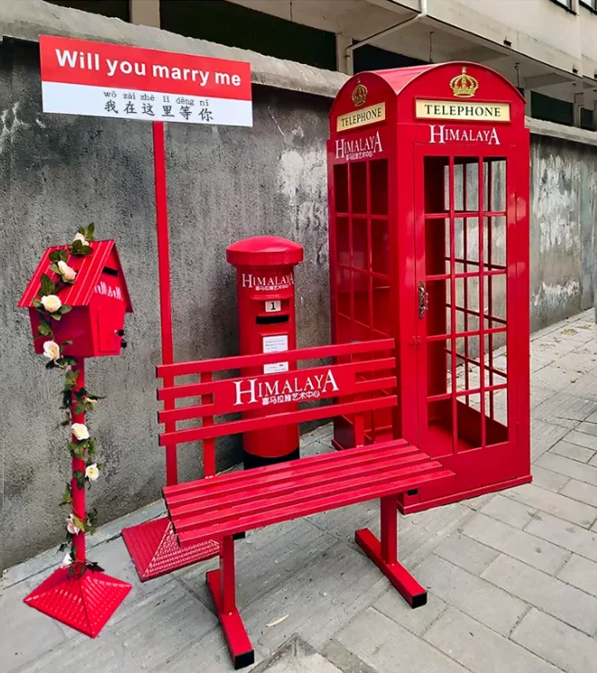 i5.15  Iron Art Shop Decoration Telephone Booth Large Outdoor Check-in Floor-standing Ornament living room decoration