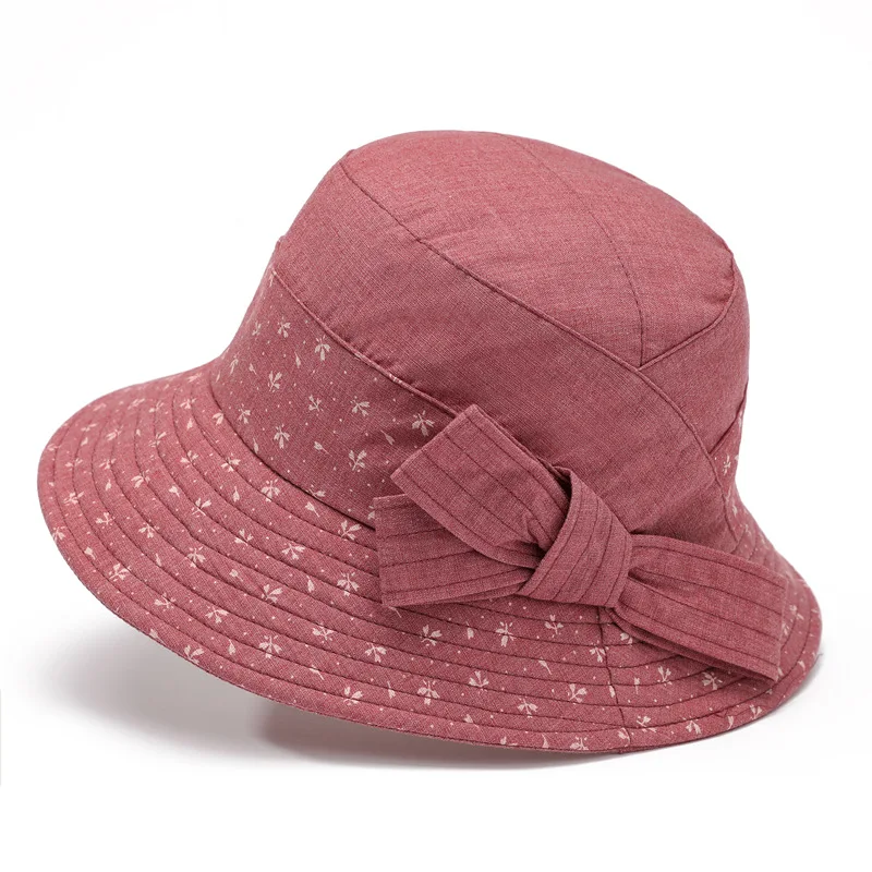 2025 Spring Outing Elders Grandma Sun Hat Middle-aged Leisure Summer Bucket Hat Bow Mom Bucket Hat 2
