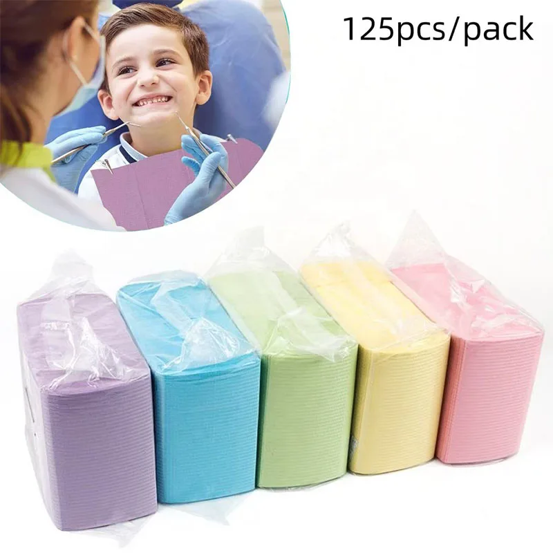 

125pcs/bag Dental Disposable Bibs Waterproof Medical Paper Scarf Dental Clinic Accessories Tattoo Napkin Table Covers Clean Pad