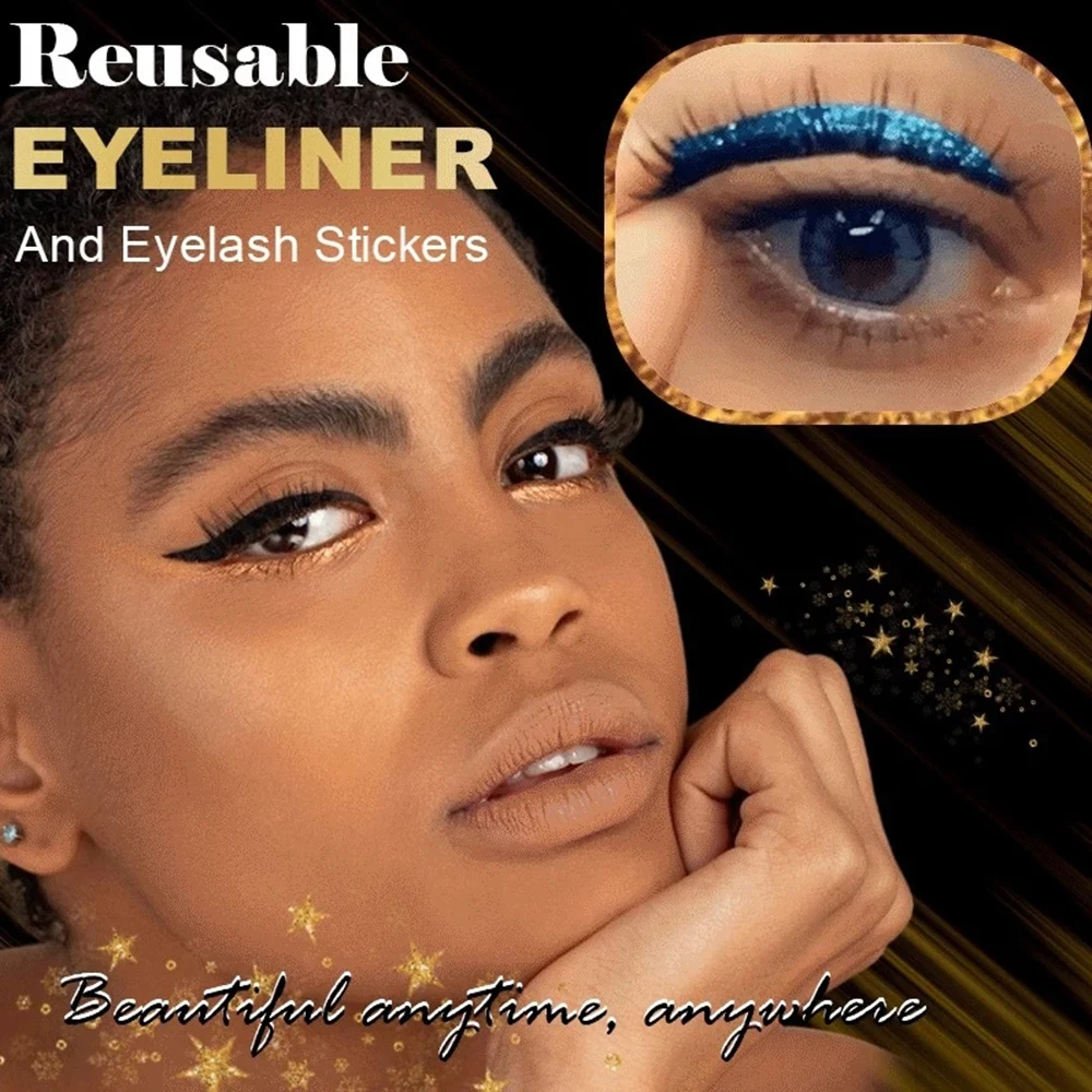 Eyeliner autoadesivo 2 In 1 Set di ciglia per Eyeliner adesivo per Eyeliner con ciglia Eyeliner riutilizzabile e ciglia finte