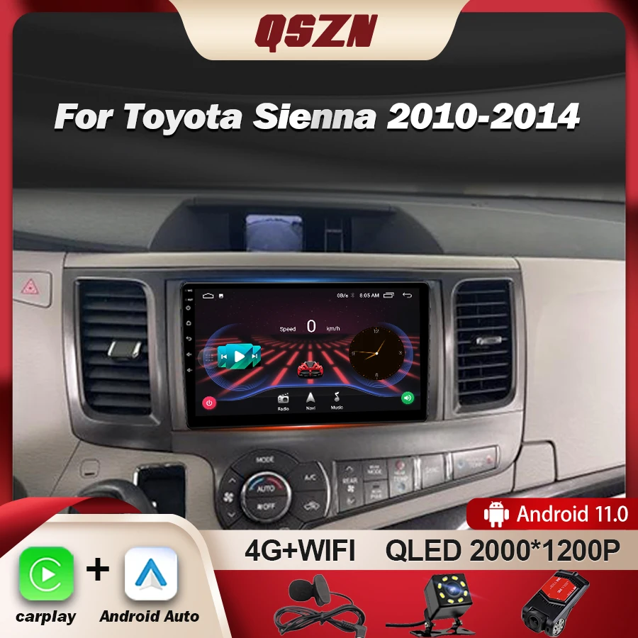 

QSZN For Toyota Sienna XL30 2010-2014 Car Radio Multimedia Video Player Navigation Stereo GPS Android Auto Carplay 2K 7862