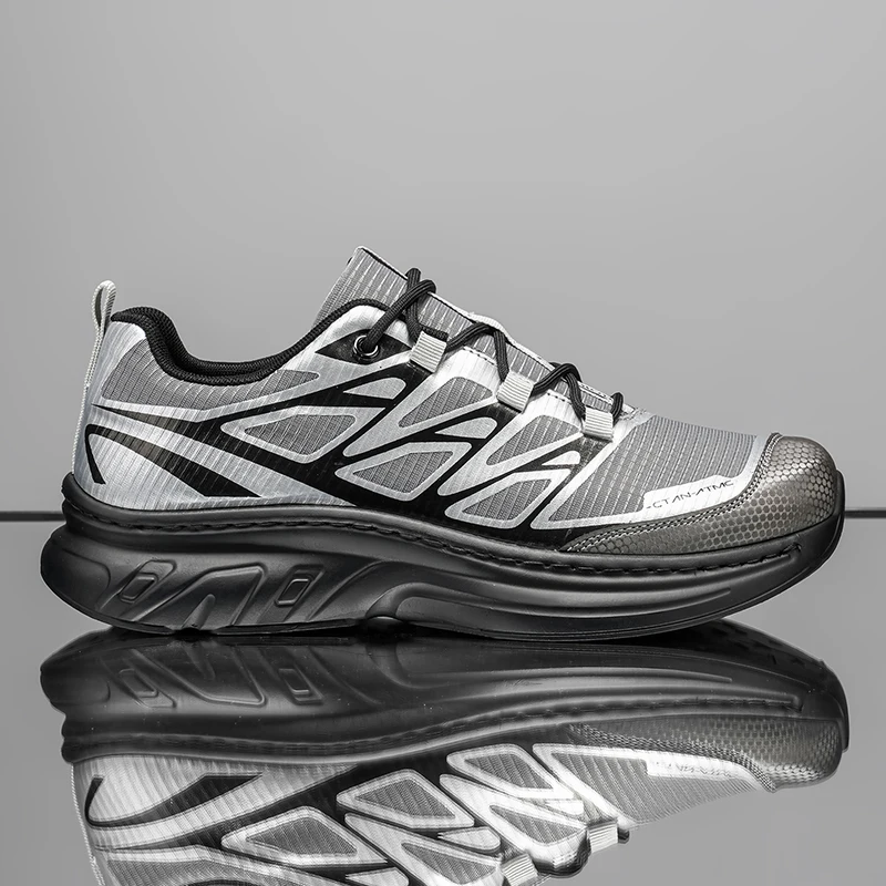 

Men's Silver Black Running Shoes Breathable Mesh Athletic Sneakers Lightweight Shock-absorbing Non-slip Outdoor Trainers