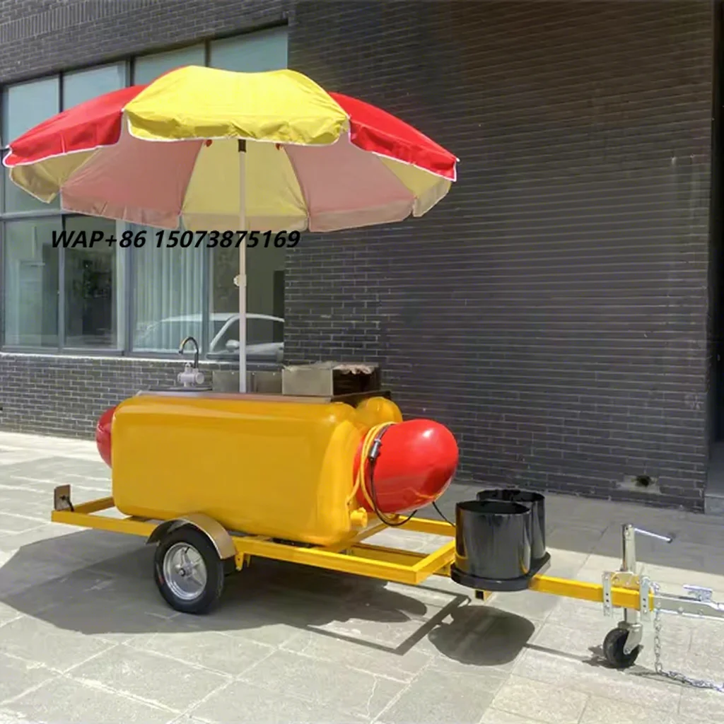 High Quality Street Burgers and Hot Dog Food Vending Cart Mobile Hot Dog Cart with Umbrella