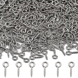 100pcs Small Tiny Mini Eye Pins Eyepins Hooks Eyelets Screw Threaded Stainless Steel Clasps Hook For Jewelry Making DIY Findings
