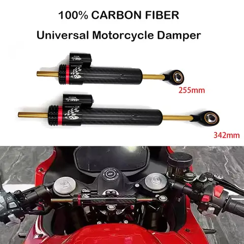 255mm 342mm Universal Steering Damper For Motorcycle Adjustable Carbon Fiber CNC Aluminum Alloy Stabilizer Absorber Balance Bar