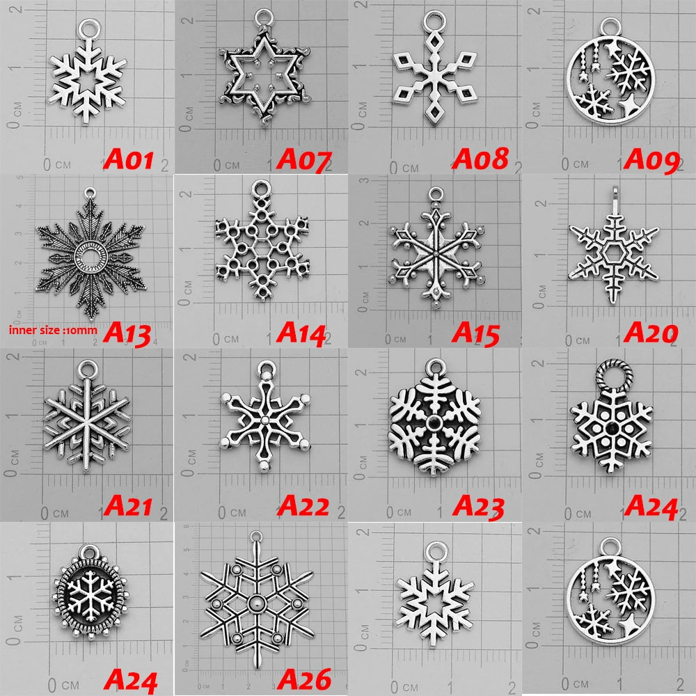 Antique Silver Plated Snowflake Winter Charms Christmas Pendants For Diy Necklace Creation Jewelry Making Supplies Accessories