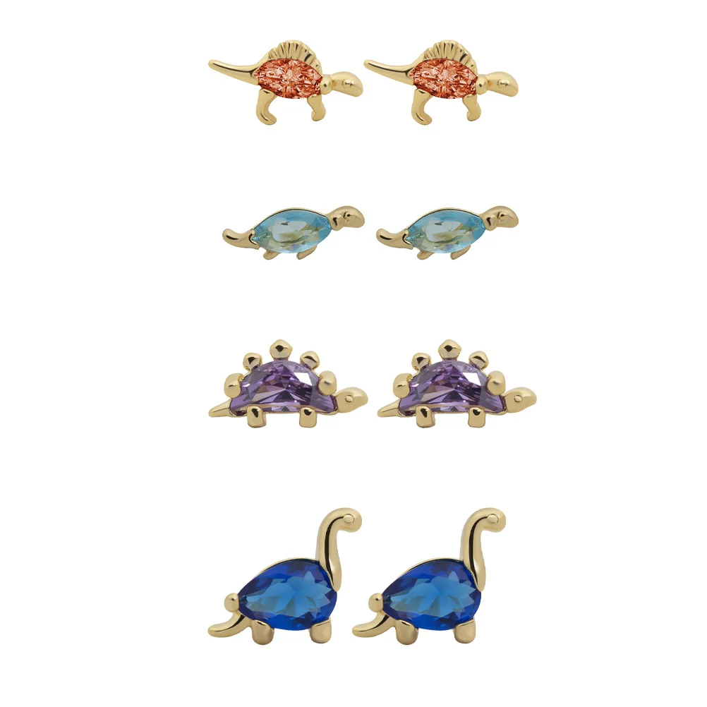 

Cartoon Dinosaur Earrings 18K Gold Plated Animal Shape Ear Studs For Women Girls Party Dance Wear