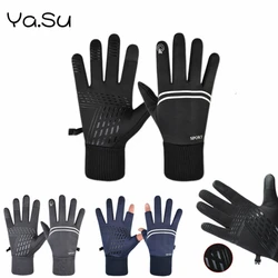 Gants de moto à écran tactile non ald, chauds, imperméables, coupe-vent, épais, velours, cyclisme, sports de plein air, hiver