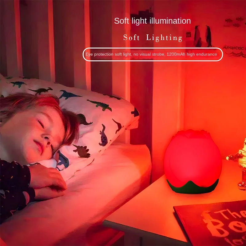 

Rose night light silicone pat light USB charging atmosphere touch fun bedside lamp creative gift decoration