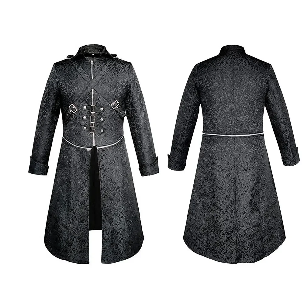 

Anime Film Men's Steampunk Medieval Jacket Gothic Renaissance Vampire Frock Coat Detachable Adult Zipper Trench Daily Outfits