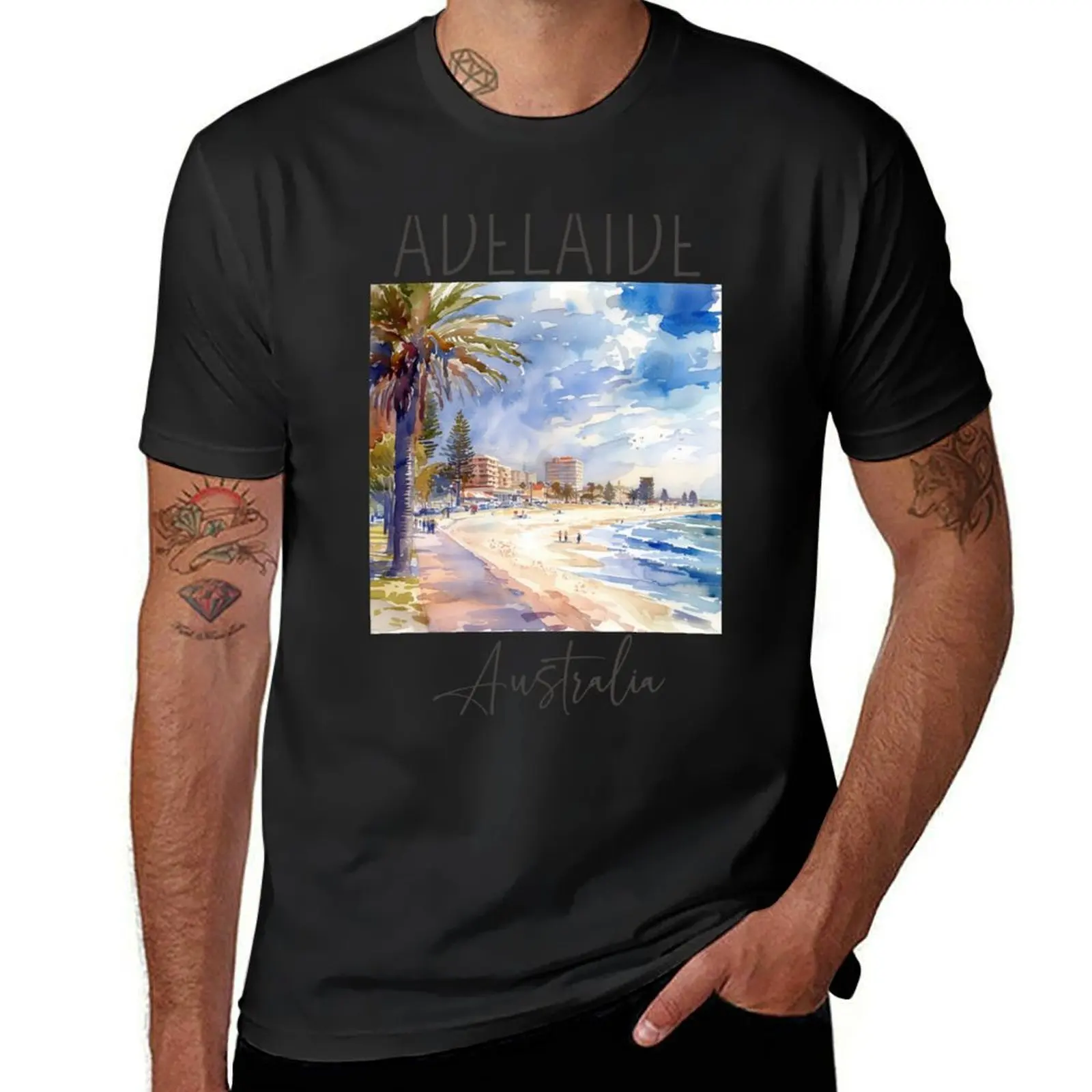 Watercolor Design of Adelaide - Australia T-Shirt plus sizes cute clothes boys animal print vintage t shirt men