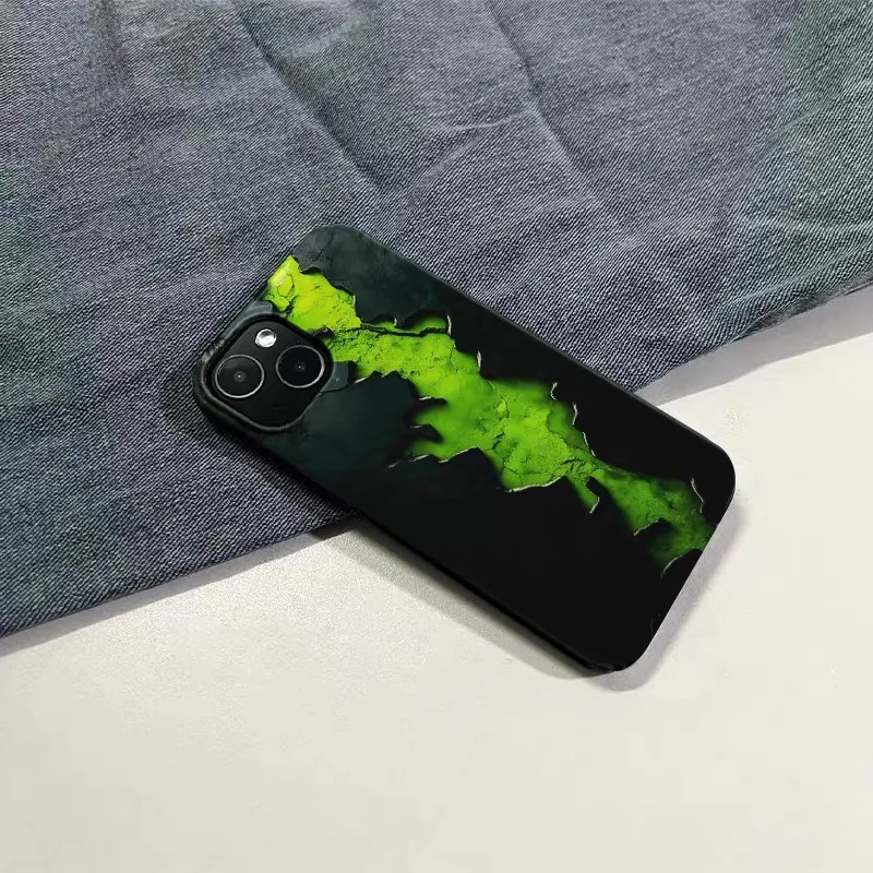 Ins Korean Green Magma Fissure Phone Case for IPHONE 17 Air 16E 15 PROMAX 14 Plus 13 12 MINI 11PRO 16Plus XR Acrylic Phone Cover