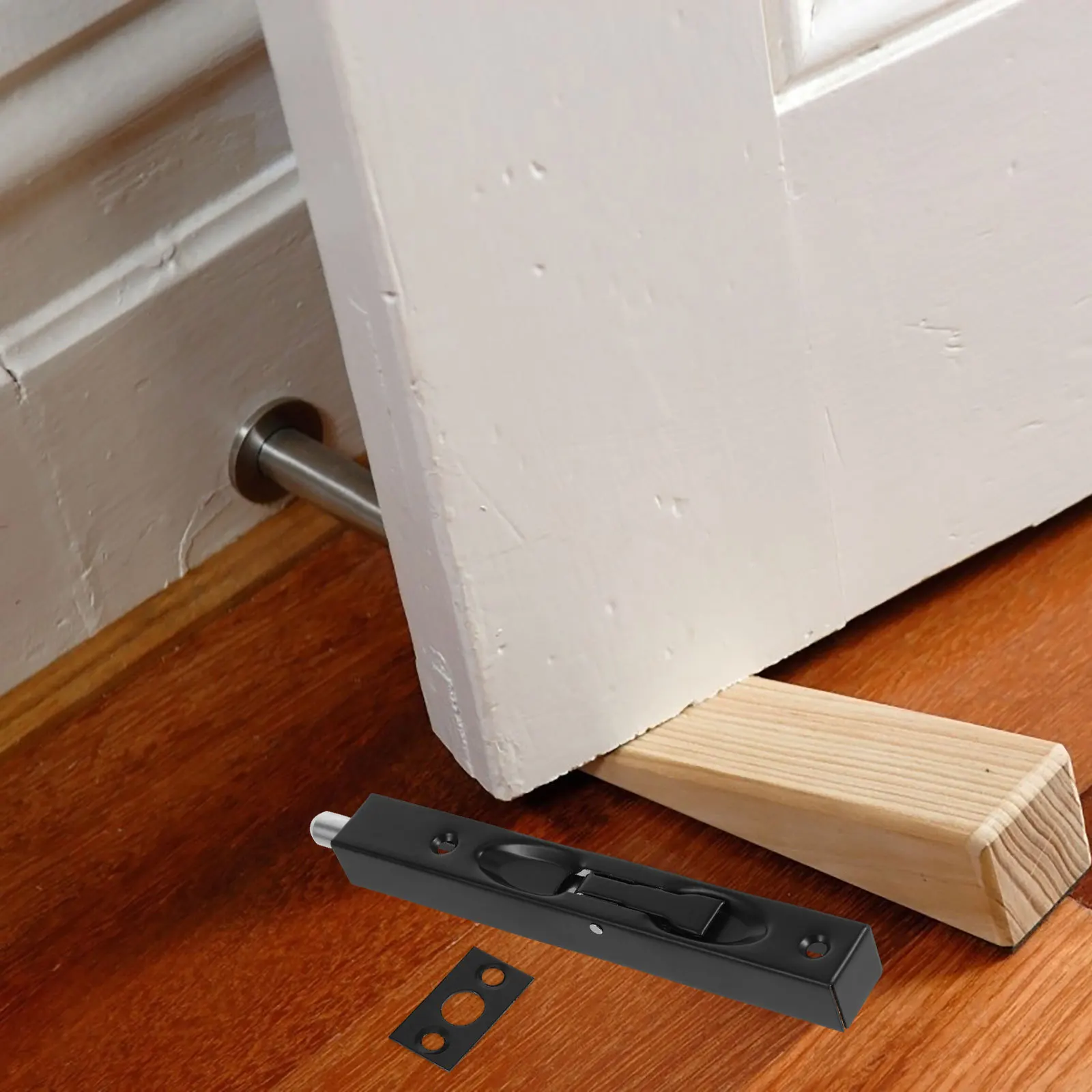 1 مجموعة 6 بوصة صندوق من الفولاذ المقاوم للصدأ فلوش بولت نحى الأسود لأبواب المرآب الفرنسية المزدوجة مزلاج الشريحة الأجهزة قفل مخفي