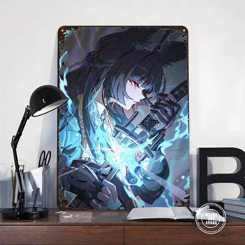 Hoshimi Miyabi Zenless Zone Zero Metal Poster Customized Wall Art Retro Vintage Tinplate Signs for Man Cave Room Accessories