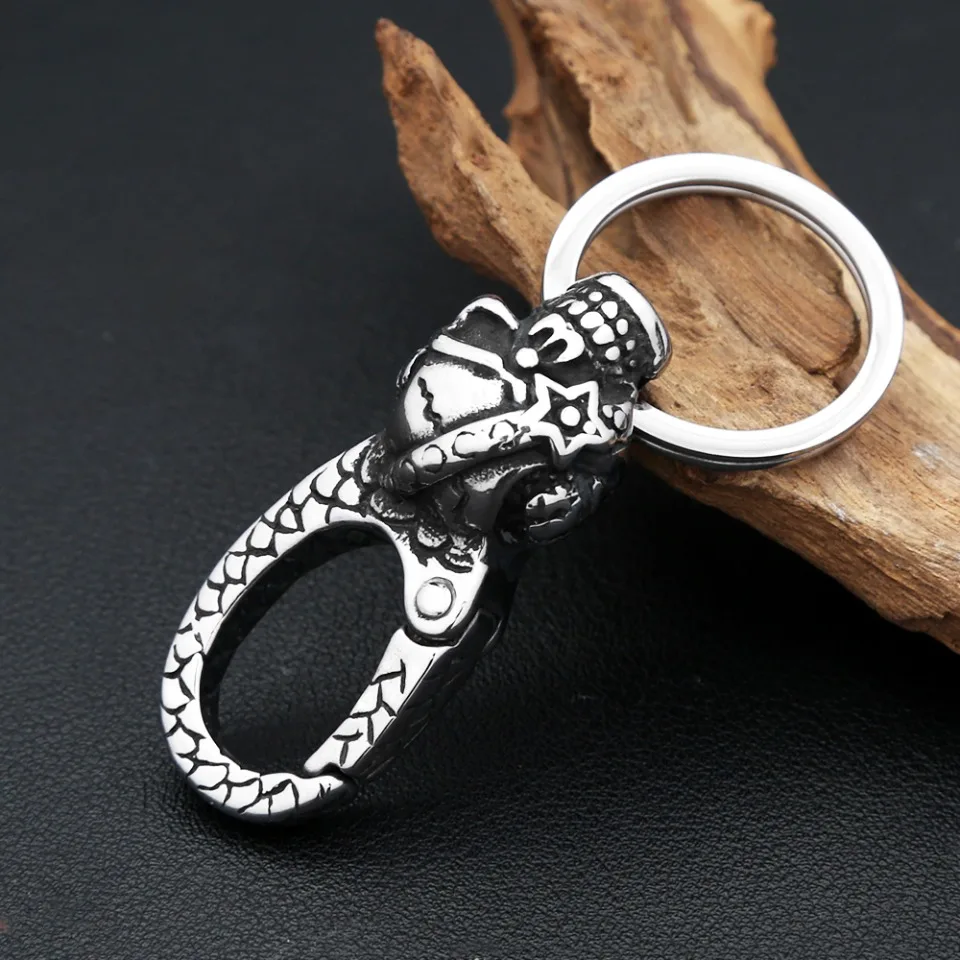 

Vintage 316L Stainless Steel Skull Keychains For Men Women Punk Hip Hop Fashion Skeleton Car Key Chain Ring Jewelry Accessories