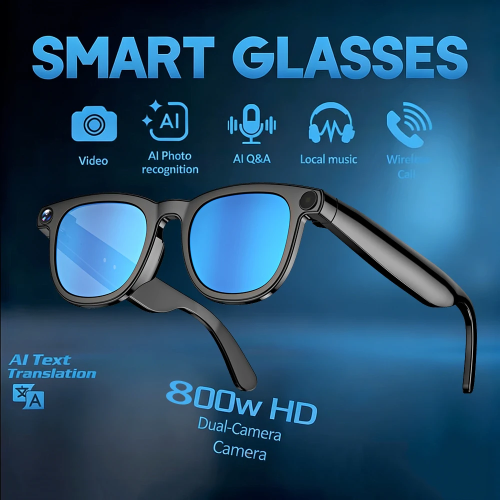 

New AI Smart Glasses 800W HD Camera Photo Video Recording Translation Al Office Assistant Music Wireless Call Smart Glasses 2026