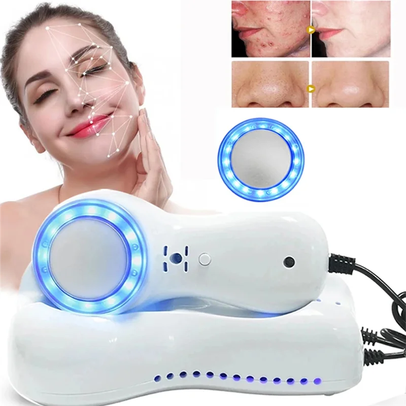 【SUPERDEALS】 Huidverzorging Massage Schoonheidstools EU-stekker Blauwlichttherapie Koude hamer Gezichtshuidmassage Lifting Aanscherping Machine