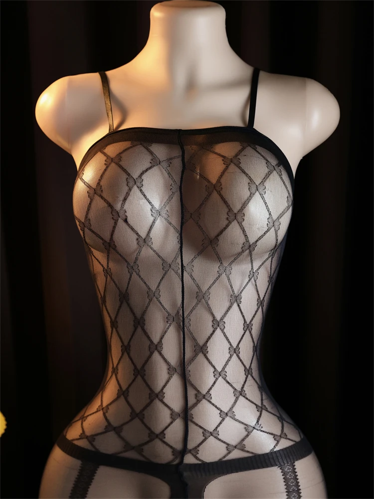 الدانتيل كامل الجسم ضبط النفس Crotchless جوارب الجنس تيدي ضمادة الملابس الداخلية مثير ضيق إغراء شبكة لعبة مفتوحة الحمار المسوكات الجنسية