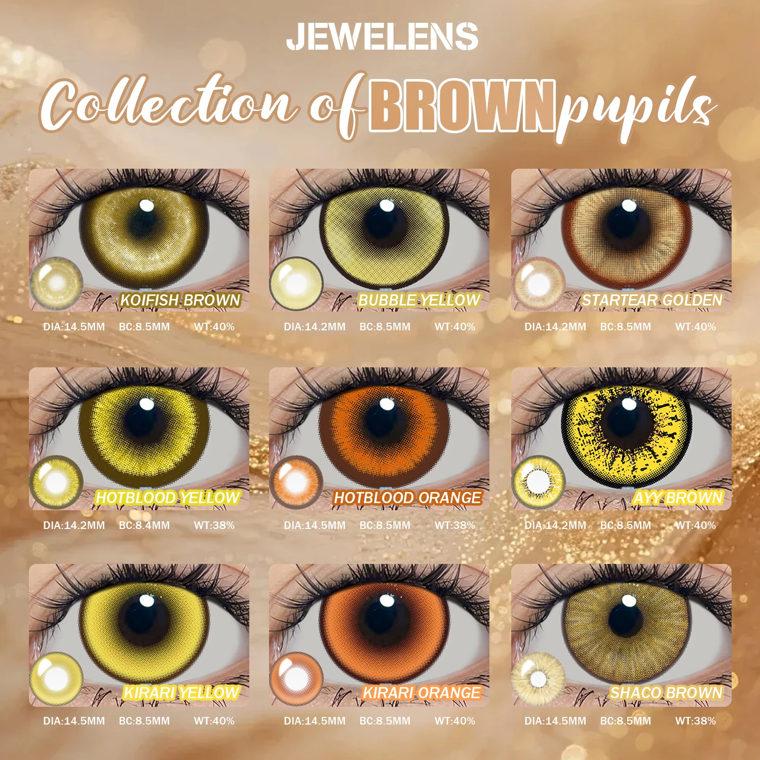 JeweLens Color marrón contacto coreano ojos grandes lentes Cosplay contactos maquillaje de ojos naranja alta calidad envío rápido