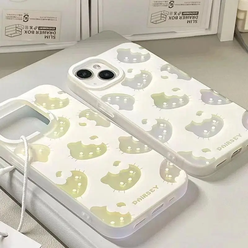 Funda de teléfono Kawaii con espejo, carcasa suave transparente degradada para Iphone 14, 13, 12, 11, x Series, nueva moda