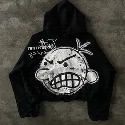 Streetwear Y2K Zip Up Hoodie Men Women New Style Gothic Long Sleeve Jacket Sweatshirt Harajuku Hip Hop Oversized Hoodie 2024 New