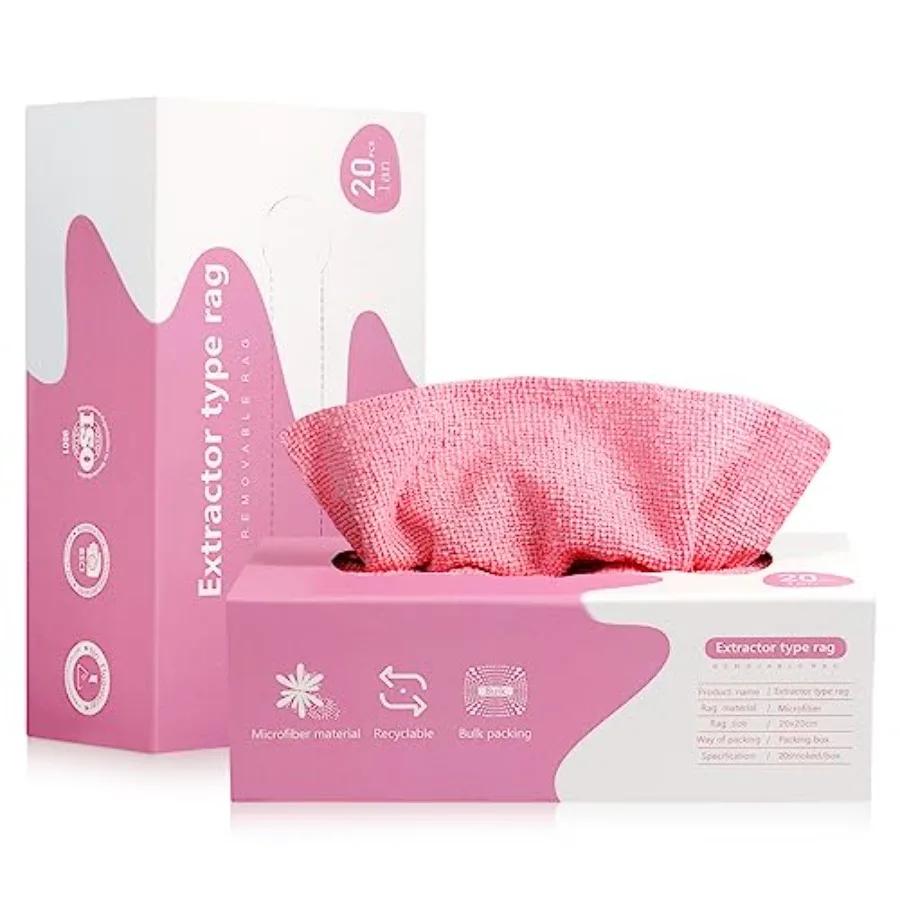 

Microfiber Cleaning Cloth Rags in A Box 20 Count -7.9" x 7.9" Reusable Microfiber Towels for Cars - Edgeless Terry Towels, Smal