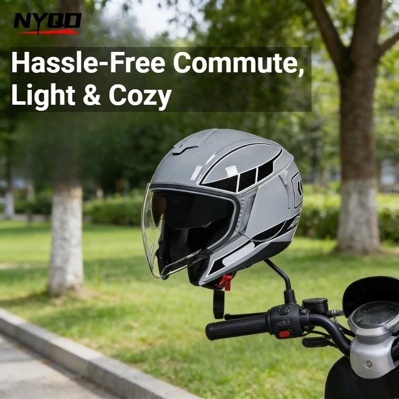 

3/4 Open Face Motorcycle Helmet, Retro Half Helmet for Men & Women, Street Scooter Riding Helmet